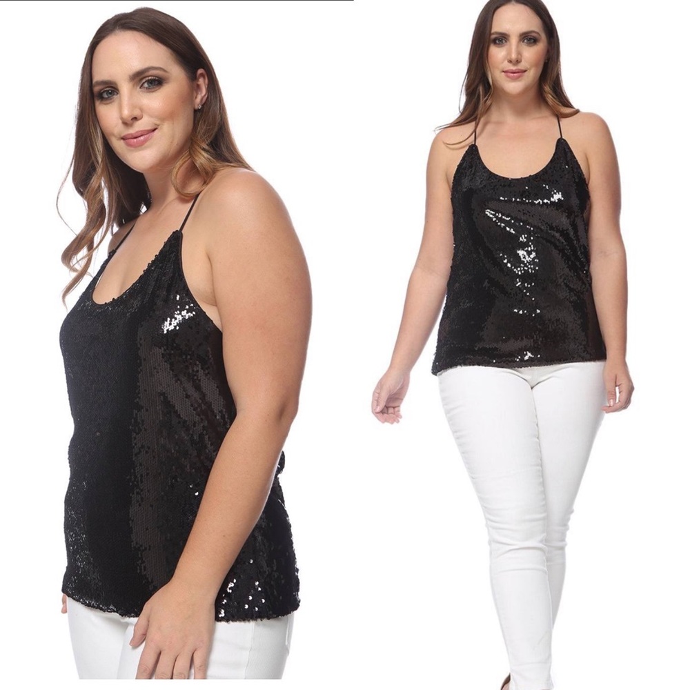Olsenboye NWOT Sequin Black Cocktail Tank Top Size Small